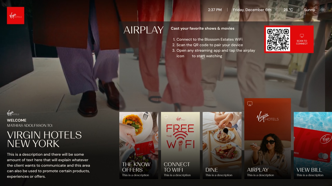 Guest casting from a phone to the in-room TV